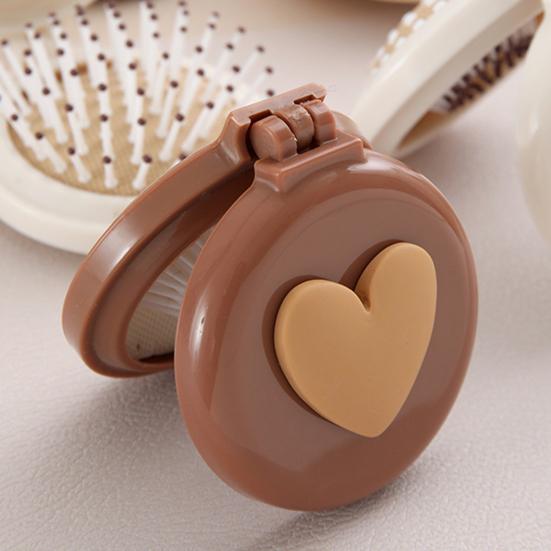 2-In-1 Mini Folding Hair Brush with Makeup Mirror Portable Travel Air Cushion Comb Women Girls Scalp Massage Detangling Brush