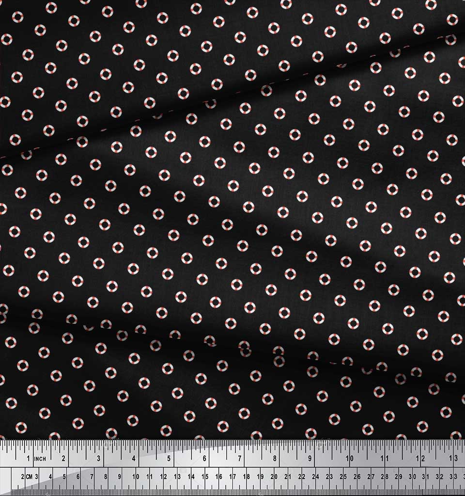 Soimoi Japan Crepe Satin Fabric Swimming Ring Small Printed Craft Fabric by the metre 42 Inch