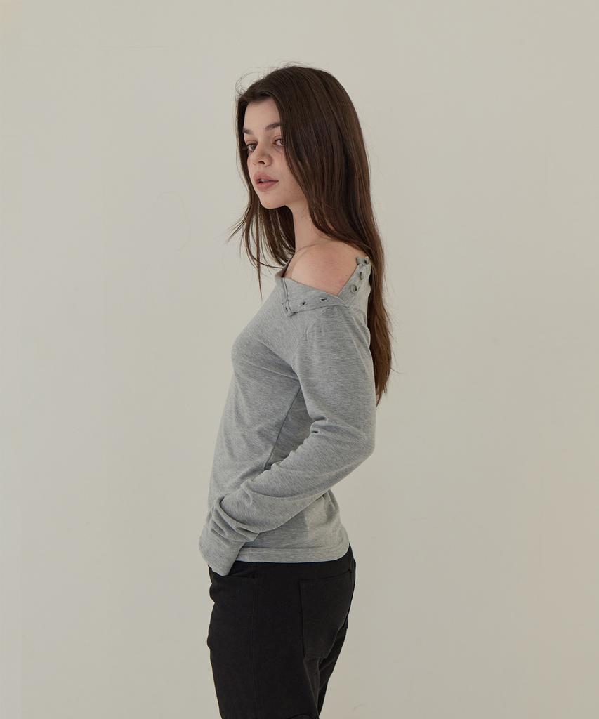 5OML Side Button Two-Way Long Sleeve (Melange Gray)