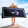 Coastal Charm: Navy Blue Beach Towel with White Anchor Design Suitable for Towels, Bath Towels, Beach Towels