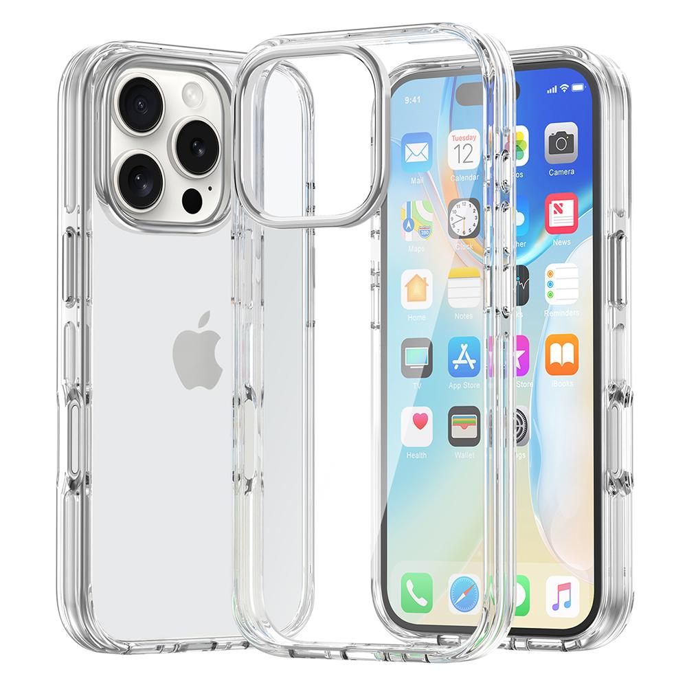 For iPhone 16 Pro Case Airbag Design PC+TPU Clear Protective Phone Cover