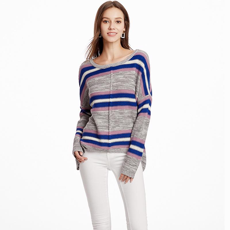 Popular women's knitted sweater European and American large-size women's clothing autumn and winter new pullover knitted sweater