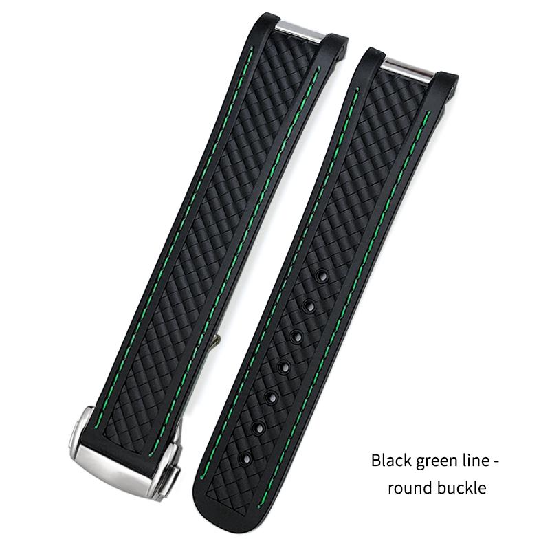 New Curved End Soft Watchband for Omega Aqua Terra 150 18mm 19mm 20mm Black Green Yellow Colorful Rubber Silicone Watch Strap