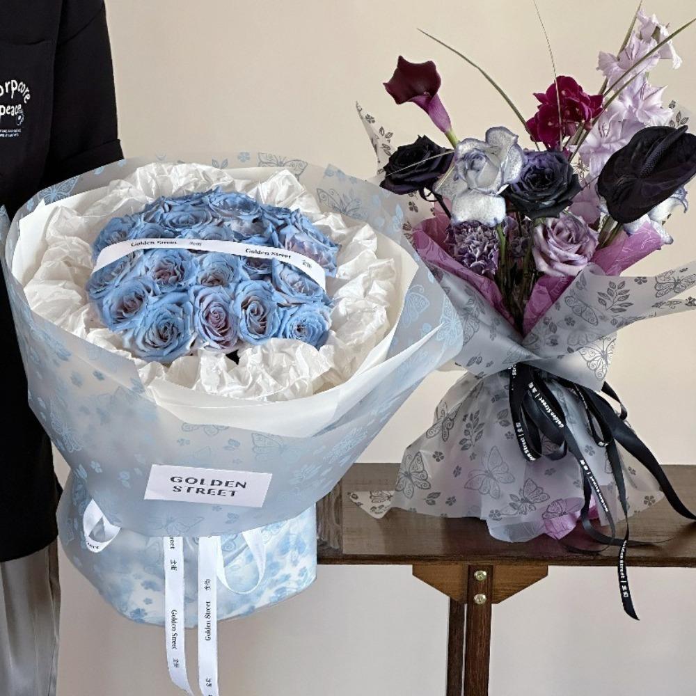 20Pcs Translucent Butterfly Floral Wrapping Paper Butterfly Patterned Gift Packaging Paper Flower