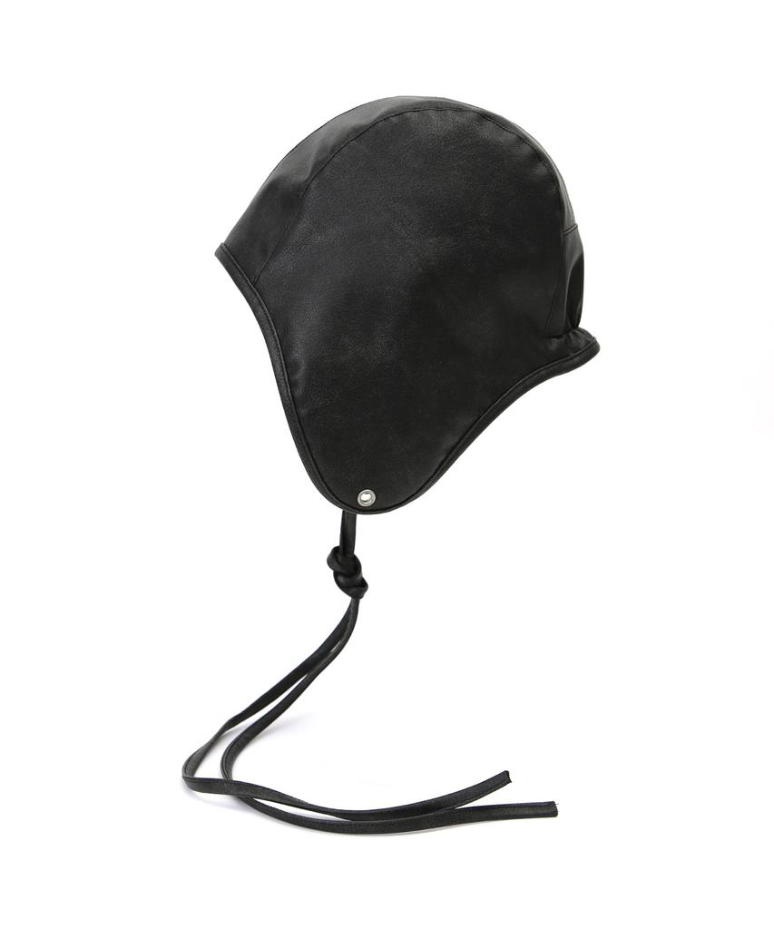 Eondeokeonteulolseutyudio Leather Fleece Reversible Earflap Winter Aviator Hat Beanie Aviator Hat / Reverse / G Leather Bk