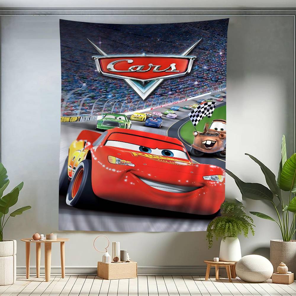 Cars 3 Film Lightning McQueen Colorful Tapestry Wall Hanging Hippie Flower Wall Carpets Dorm Decor Wall Art Decor