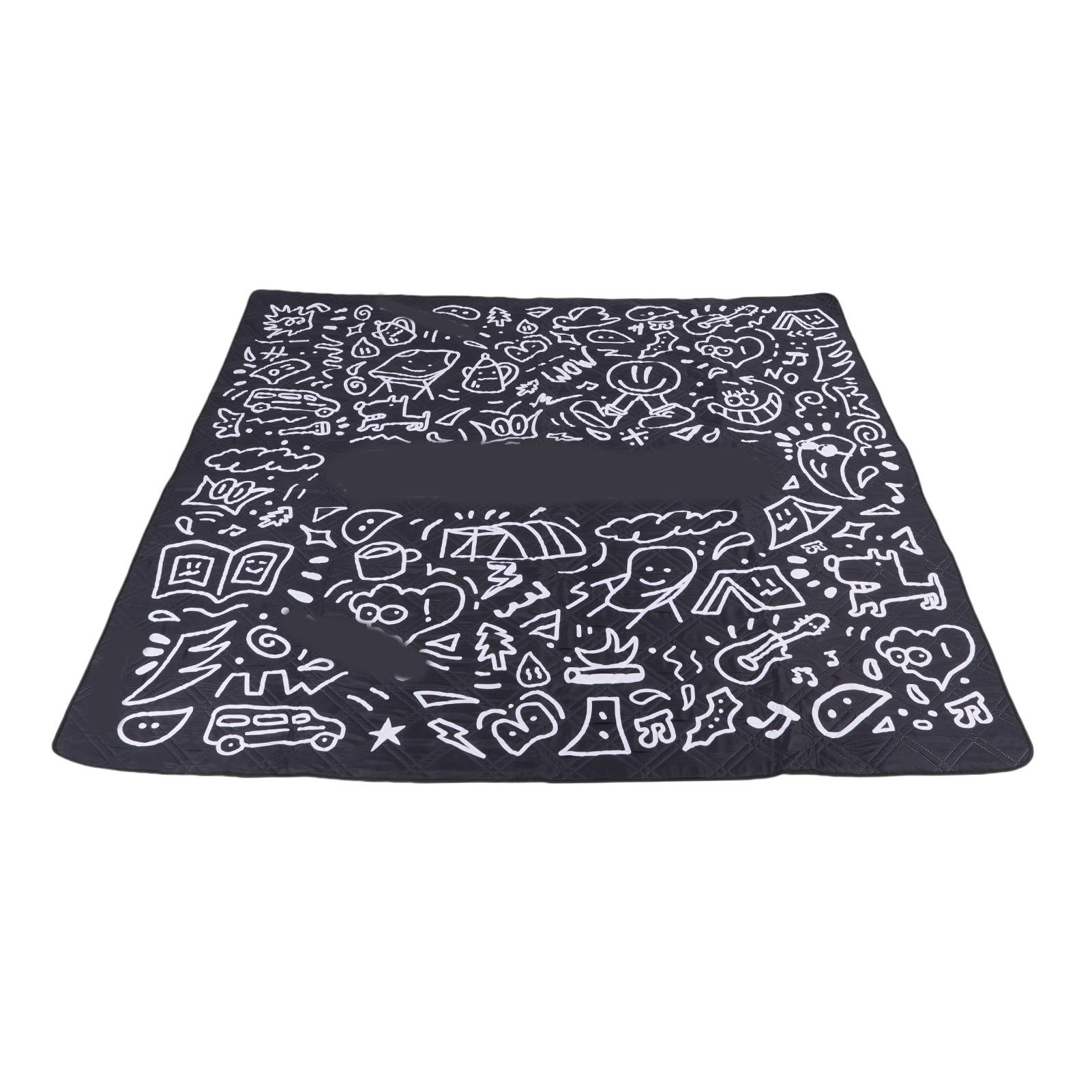

Picnic Blanket 6.6ft Side Length Thickened Watertight Picnic Mat Machine Washable for Outdoor Travel Black