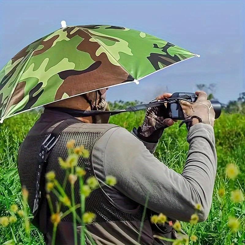1pc/ 2pcs Drooping Fishing Hat Umbrella,  Adult Hat Umbrella, Head-wearing Umbrella Men and Women Outdoor Folding Sun Umbrella
