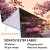 2D Pink Cherry Blossom Lake Tapestry, HD Print Lotus Flower Nature Wall Cloth for Home Studio & Party Decoration