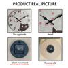 Personalized Cute Black Cat Paw Print Heart Pattern Wooden Wall Clock Silent Quartz Clock      (No Battery)