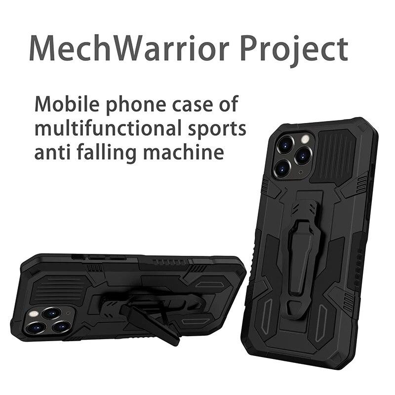 Military Mecha Back Clip Holder Phone Case for IPhone 15 14 13 Pro Max 7 6 15 Pro 14 Plus 11 Pro Max 12 XR 8 Plus Shockproof Magnetic Cover