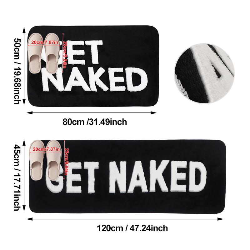Flocking Floor Mat Bathroom GET NAKED Absorbent Quick Drying Foot Mat Door Mat Entrance Doorway Tufted Carpet Non-Slip Mats