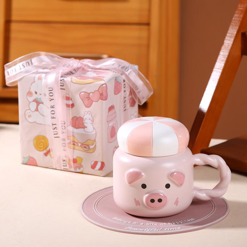 Cartoon Ceramic Mug Cute Animal Water Cup Girl Public Office High Looking Birthday Gift