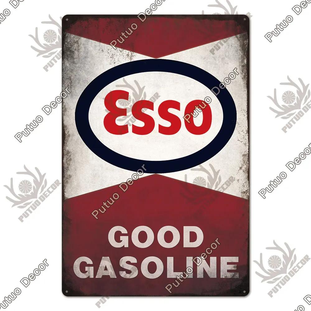 Putuo Decor Gas Oil Garage Vintage Metal Signs Tin Sign Retro Garage Decor Bar Pub Garage Gas Station Decorative Iron Plates