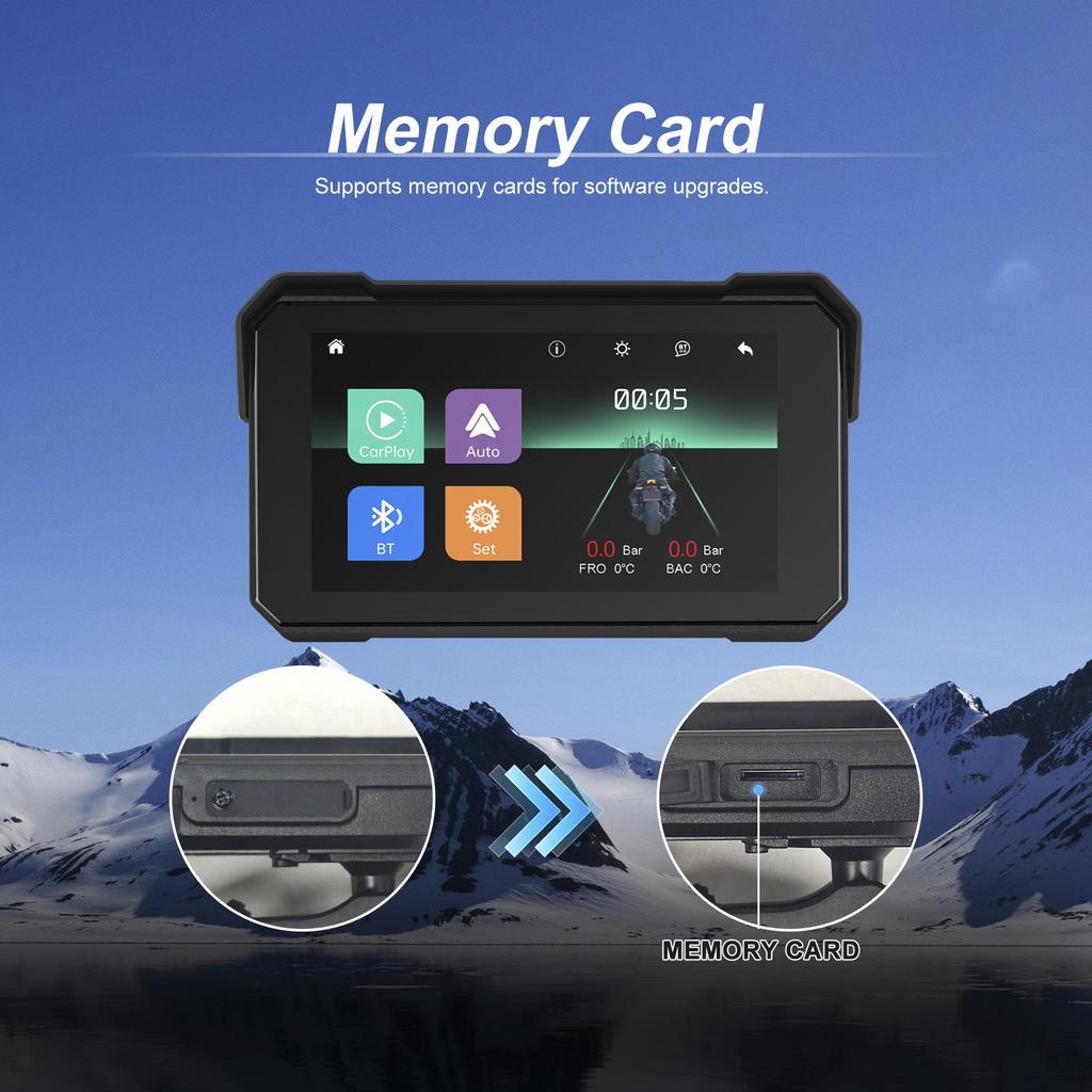 5-inch Wireless CarPlay Android Auto Navigation Waterproof for Motorcycles