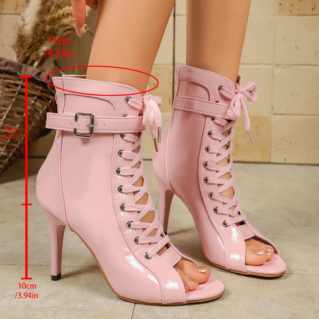 Women Sandals 2026 New Fish Mouth Stiletto Sandals  Open Toe Lace-Up Belt Buckle Shoes Women Zipper Non-Slip High Heel Booties