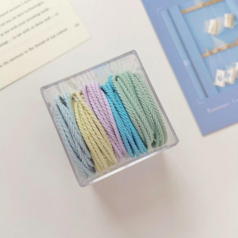 50Pcs Boxed Threaded Coloured Hair Rings High Elasticity Rubber Bands Headband Ponytail Holder Bands Kids Hair Accessories