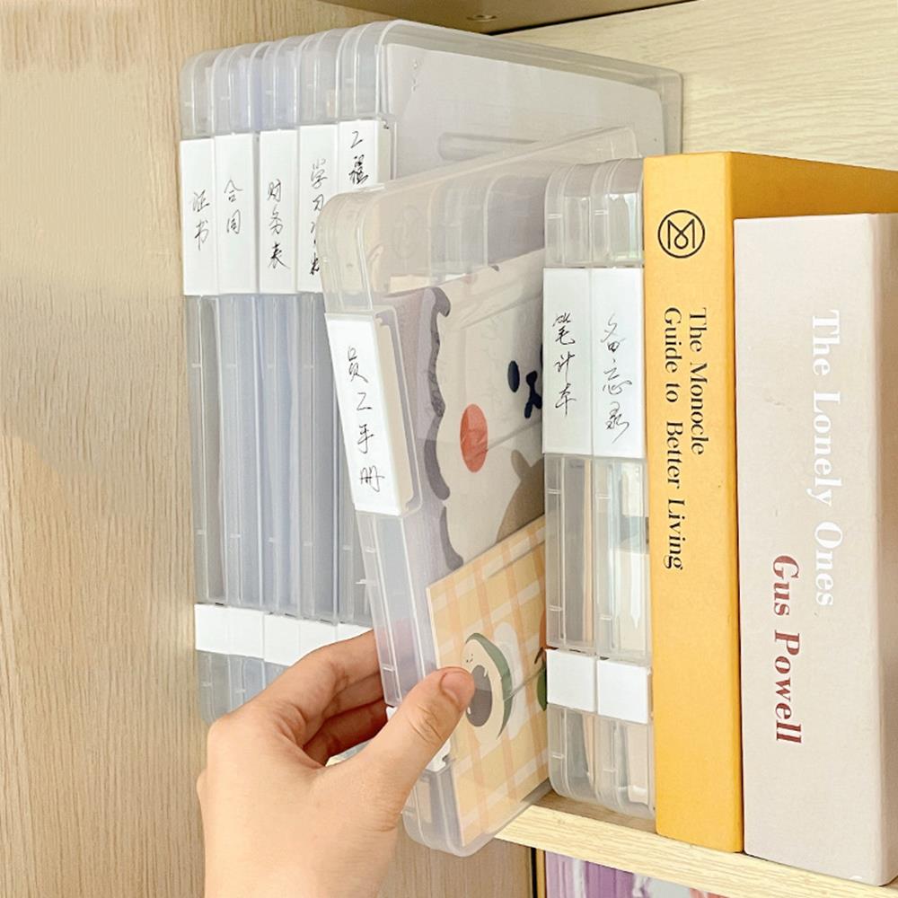 Document Organizer Transparent Double Buckle Plastic Archive Box Waterproof Dustproof Visa Double Buckle Plastic File Box