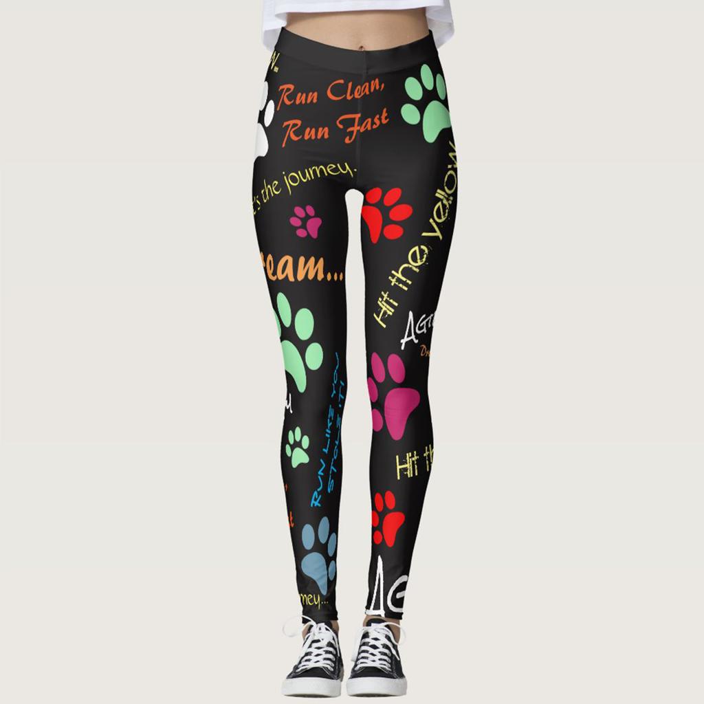 Fashion Christmas Print Fitness Sports Hip Lifting High Waist Bottom Pants Women Yoga Pants