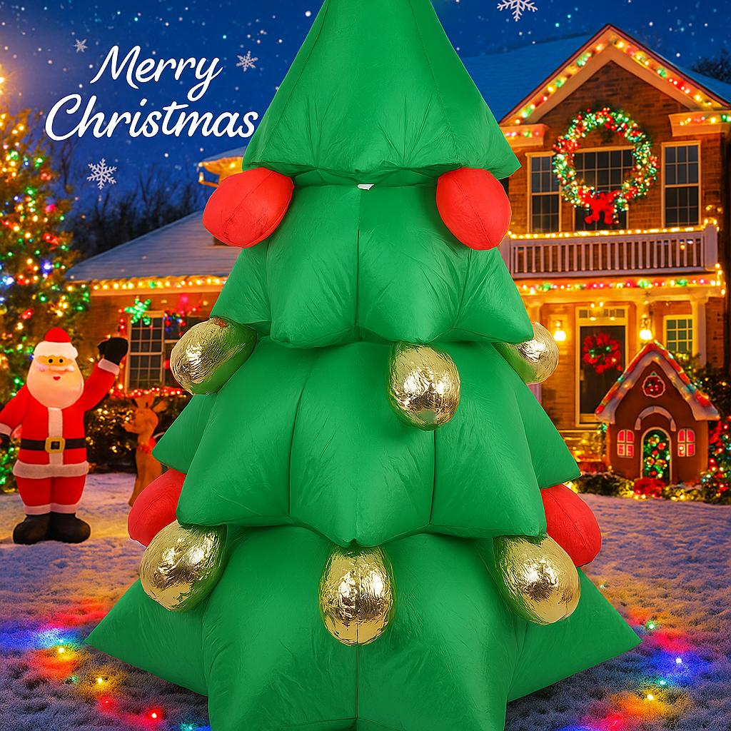 7.87FT Inflatable Toy Christmas Tree LED Lit Xmas Yard Lawn Garden Party Decoration Xmas Home Supplies Ornament Festive Gift
