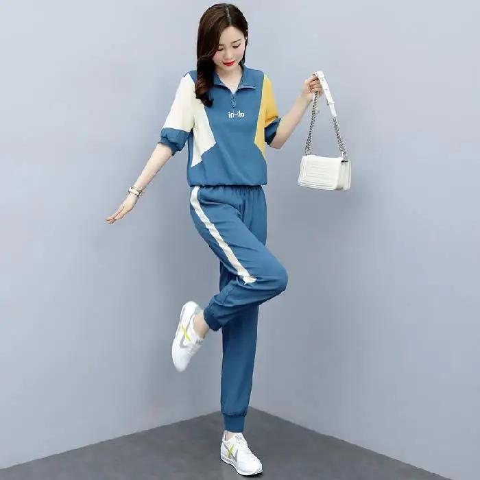Plus Size Fashionable Women's 2-piece Set Summer Arrival Age-reducing Sporty Casual Suit Pants Stylish
