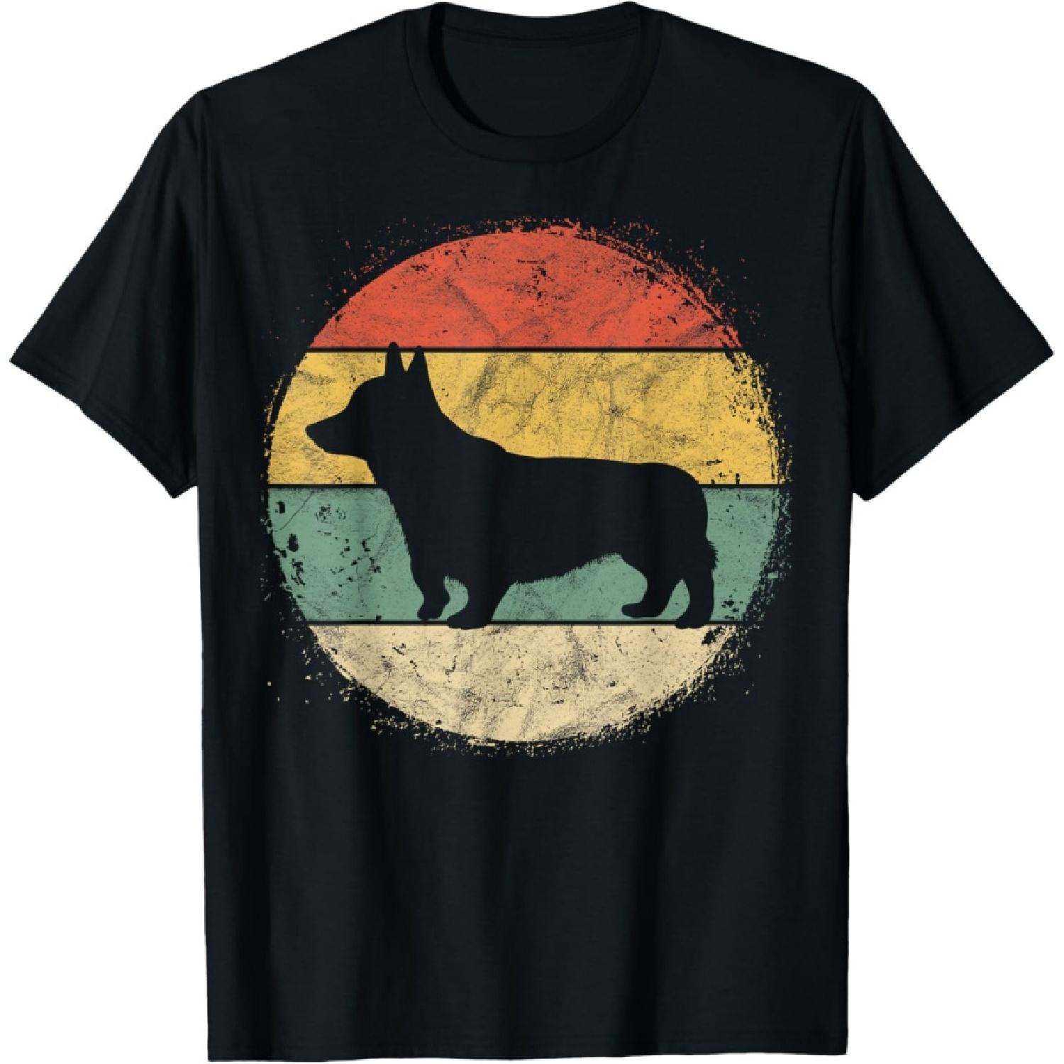 Circular Retro Corgi Owner Gift Welsh Corgi Dad Pet Mom T-Shirt S