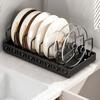 Kitchen Pots Pans Organizer with 8 Adjustable Dividers Sliding Dish Drying Shelf Sliding Lid Holder Pan Rack for Under Cabinet
