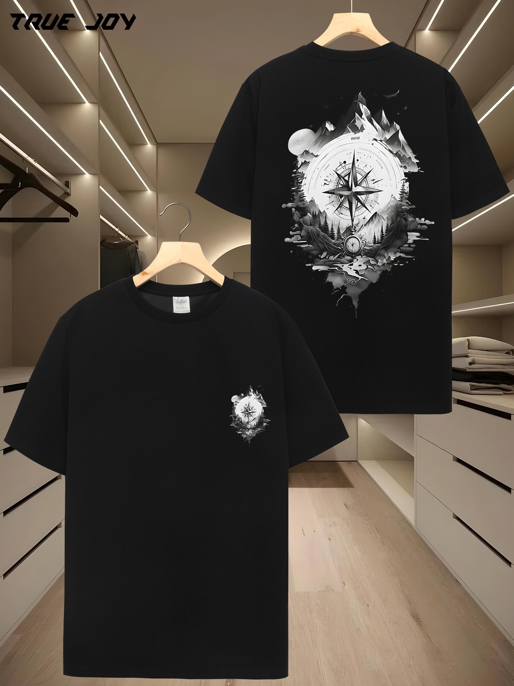Black T-shirt - Dual-Sided Compass Graphic Tee XXXL