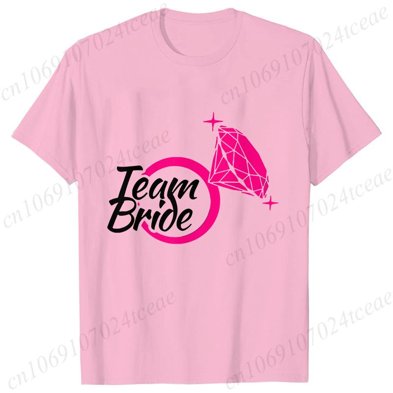 Team Bride TShirt Woman Bachelorette Single Farewell Party Blouses Bridal Shower Wedding Tops Casual ONeck Short Sleeved Tees