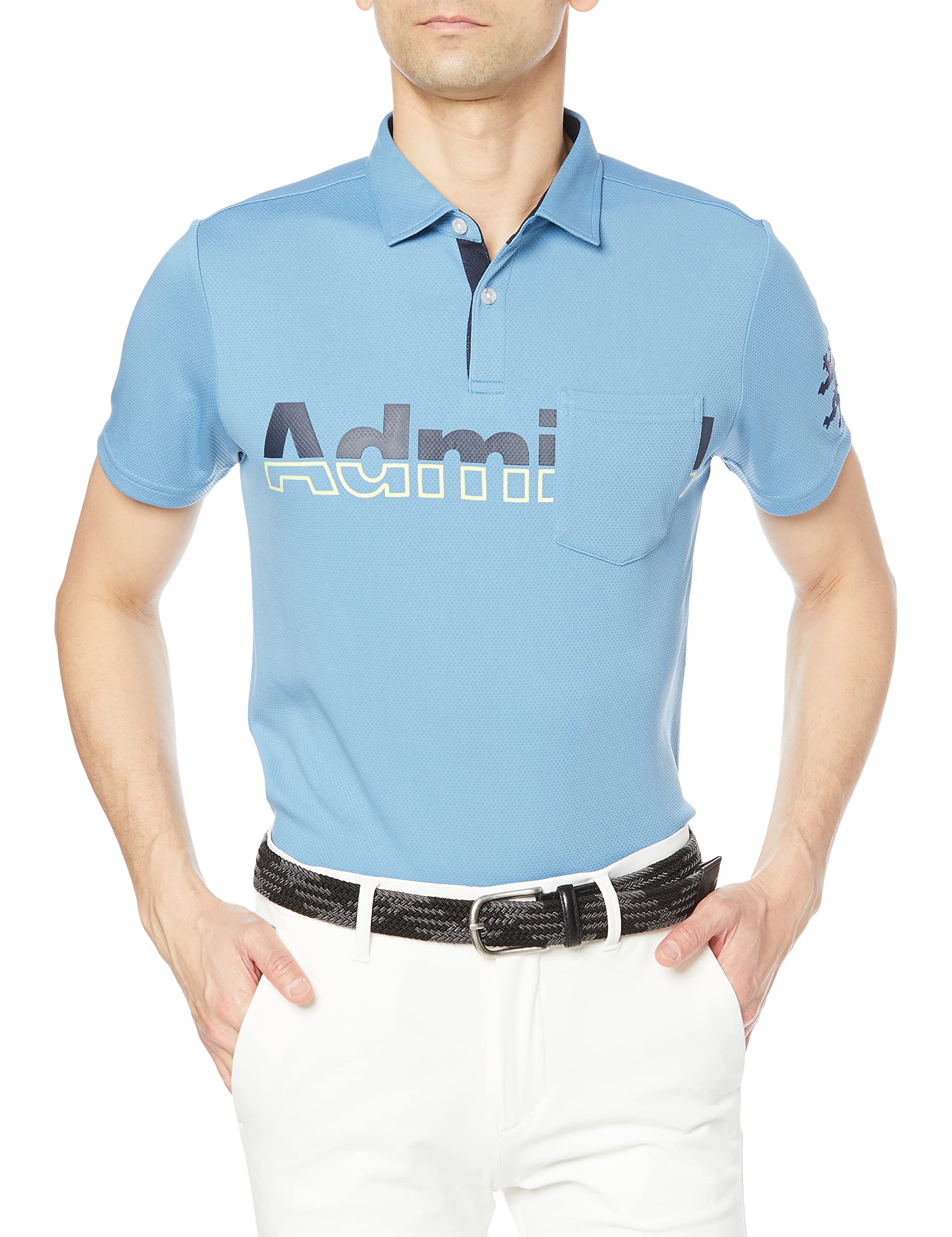 

Мужская футболка для гольфа с логотипом Admiral Golf ADMA242, с горизонтальным воротником, с коротким рукавом, синяя, размер LL