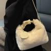 2026 Fashion Soft Plush Half Moon Crossbody Bags for Women Designer Fluffy Faux Fur Lady Handbags Luxury Small Tote Female Winter Purses