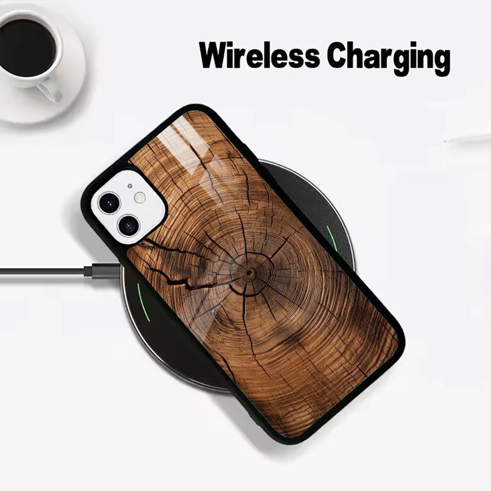 Natural Wood Texture For IPhone17 16 15 14 13 12 11 Plus Pro Max Plus Wireless Charger Phone Case