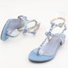 Fashion Denim Rivets Clip Toes Flip-flops Women Pointed Toe Wedges Buckle Slide Sandals Summer Comfort Open-toe Narrow Band Roman Shoes