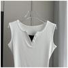 Fake Two-Piece Sleeveless Tank Top Casual Slim Fit Button Decor Summer Top Versatile Breathable Soft Material Flattering Slim Women Top
