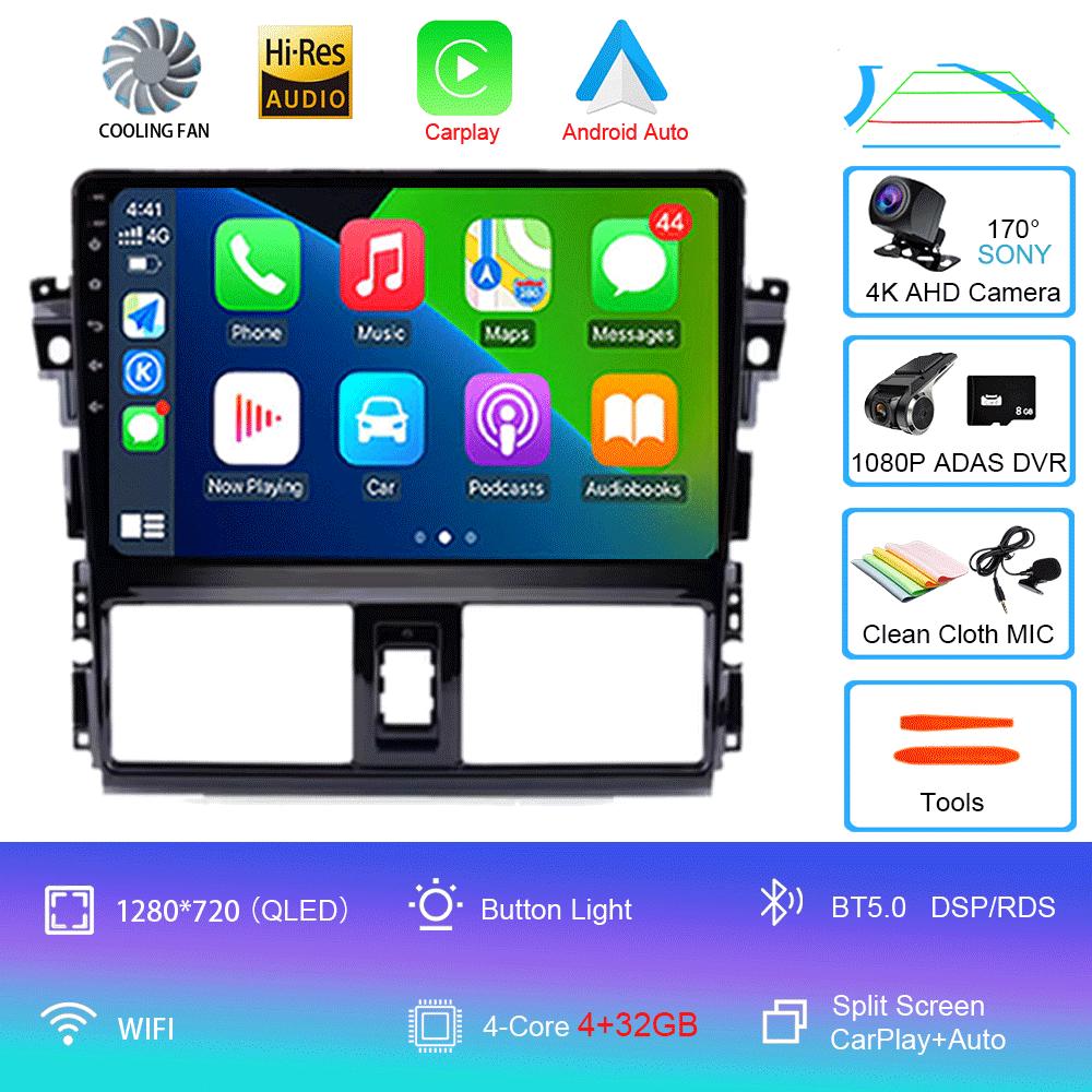 Android 14 For TOYOTA VIOS YARIS 2013 2014 2015 2016 Multimedia Video Player Car Radio GPS Navigation NO DVD 2 Din Carplay New