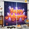 2pcs Halloween Pumpkin Curtains - Rod Pocket Installation, Digital Print Technology, Polyester Material, Softens Light, Privacy