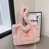 Cute Shoulder Bag Plush Shopper Bag Versatile Underarm Handbag  Female