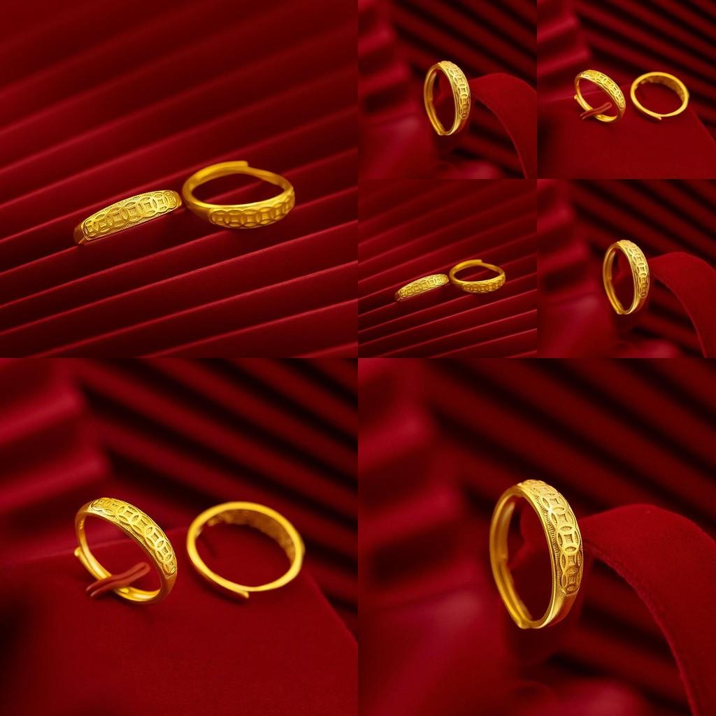 Stylish Adjustable Open Ring For Women Gold Plated Brass Coin Ring Jewelry