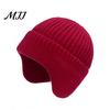 Warm Hat for Outdoors Knitted with Ear Flaps, Unisex Winter Beanies, Thickened Beanies Men And Women Stretchy Windproof Skiing Cycling