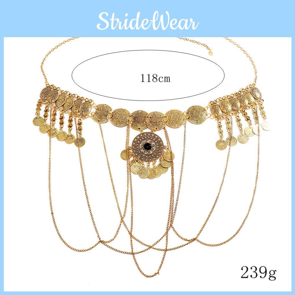 Metal Waist Belt For Women Featuring Tassel And Floral Engraving Suitable For Summer Dress Accessories