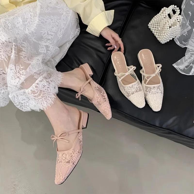 Fashion Women Mid Heels Slippers Summer Elegant Dress Shoes Slingback Walking Cozy Woman Pumps 2025 Designer Casual Women’s Zapatillas