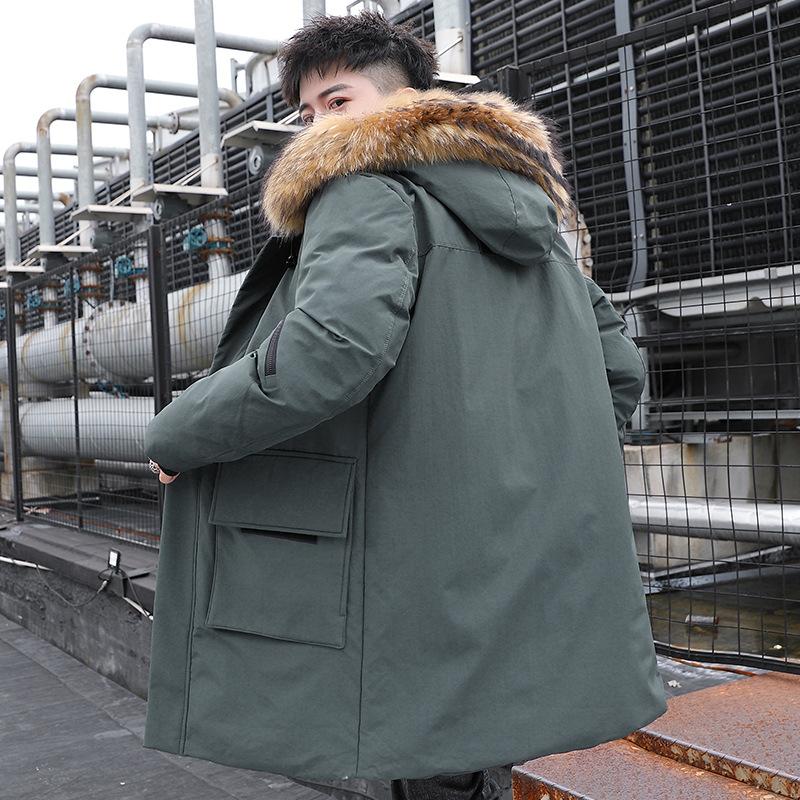 Padded clothes men's thick winter medium and long Korean version jacket loose cotton clothes youth thickened bread clothes