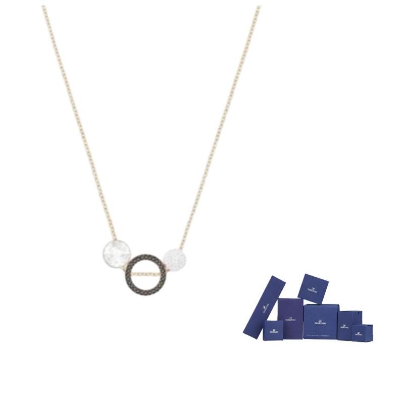 Swarovski Metal, Rose Gold Plated, Rhodium Plated, Swarovski Crystal Necklaces Womens Gold F-Original brand box
