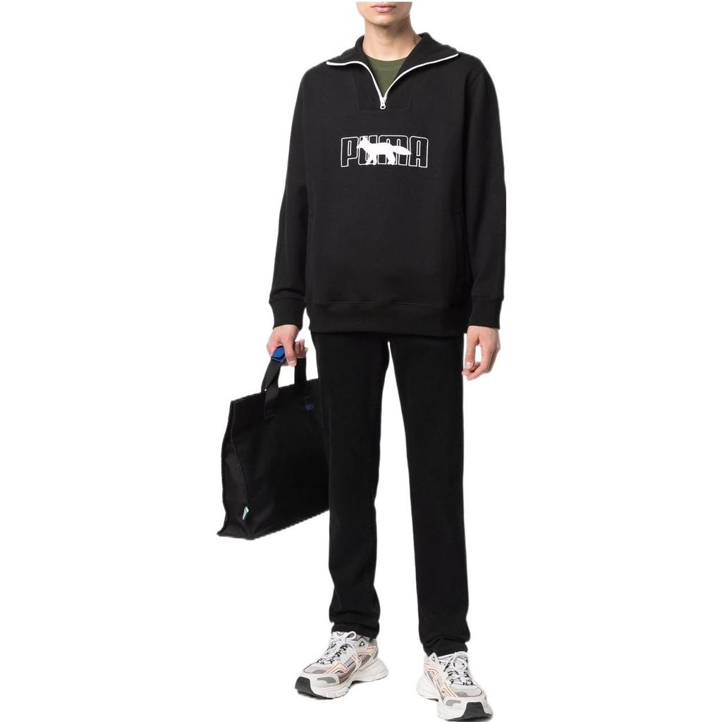 PUMA x Maison Kitsun Half Zip Sweater 'Black White' Men's 532322-01