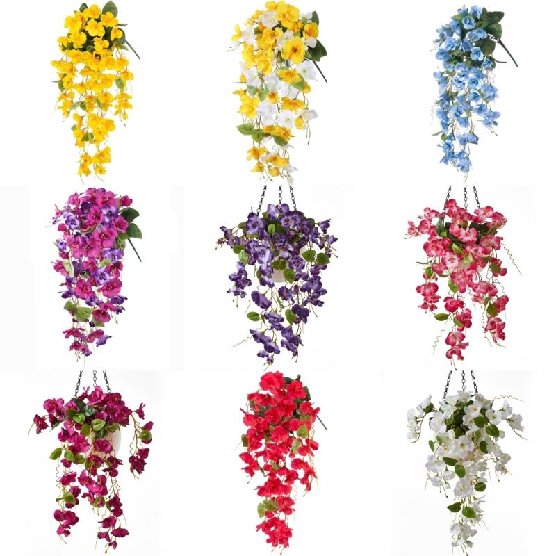 Cascading Hanging Flower Accent, Artificial Silk Wall Decoration 22.8in for Porch Window Entryway and Room Home Display