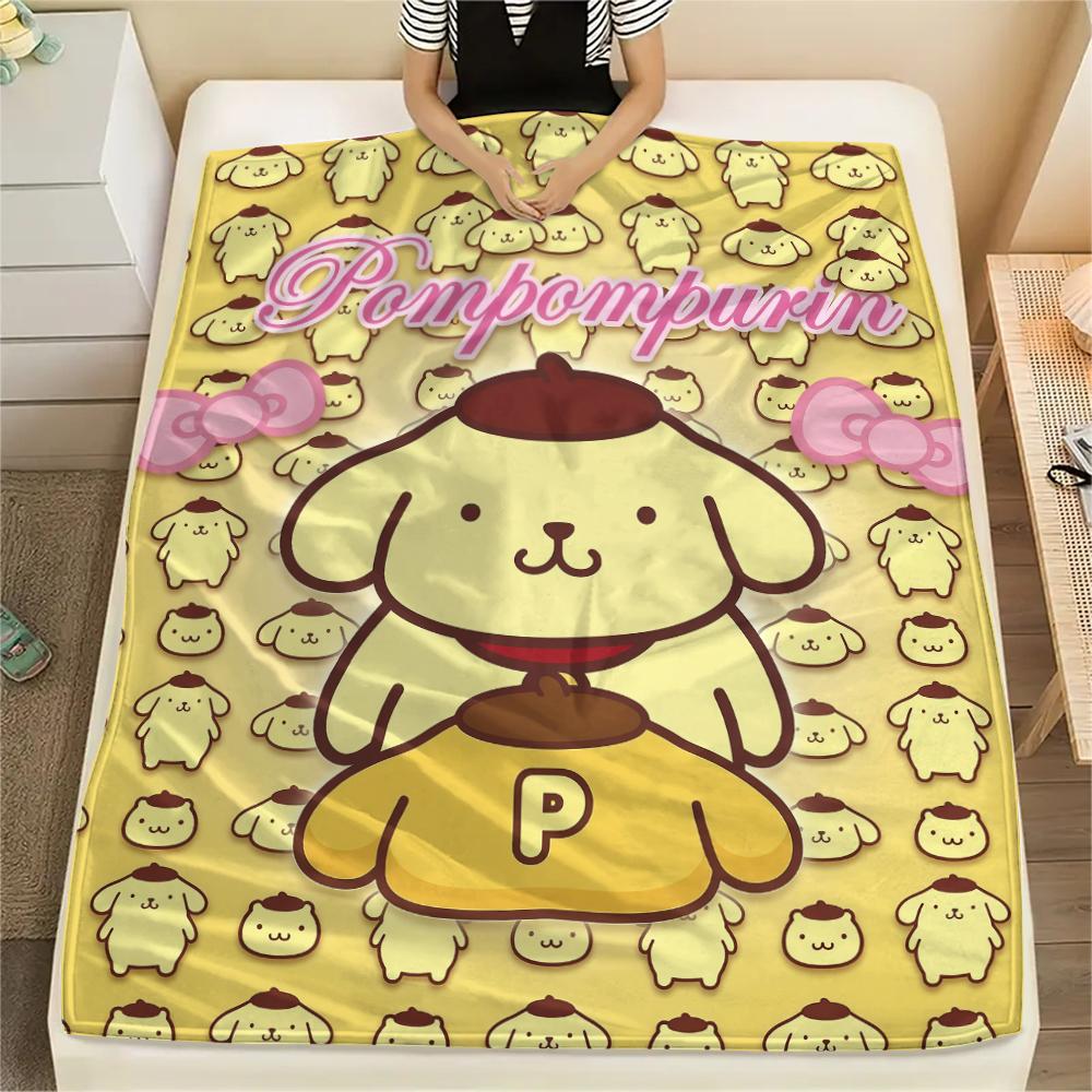 1PC Pompompurin Print Flannel Blanket, High quality All Seasons, Home Decor, Warmth and Comfort, Perfect for Christmas Gifts