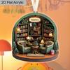 Ciondolo Scena Vintage Libreria in Acrilico per Amanti dei Libri Decorazione Stanza Accessorio Zaino Portachiavi Regali Stagione Ritorno a Scuola