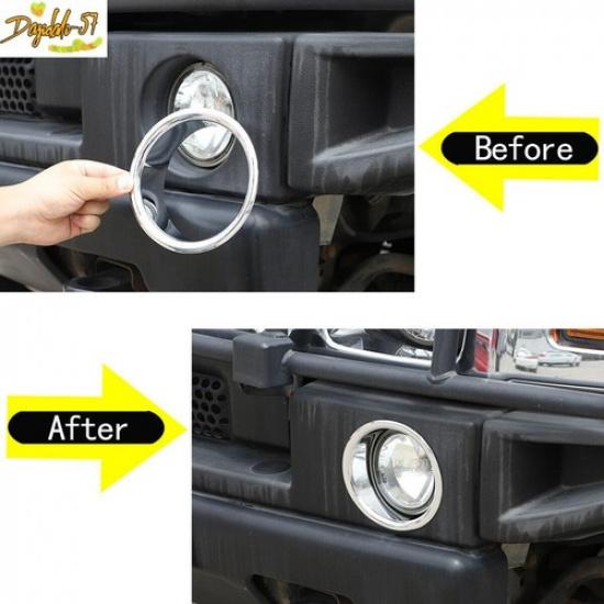 For Humme-r H2 2003-2007 Chrome Front Fog Light Cover Fog Lamp Frame Bezel Trim