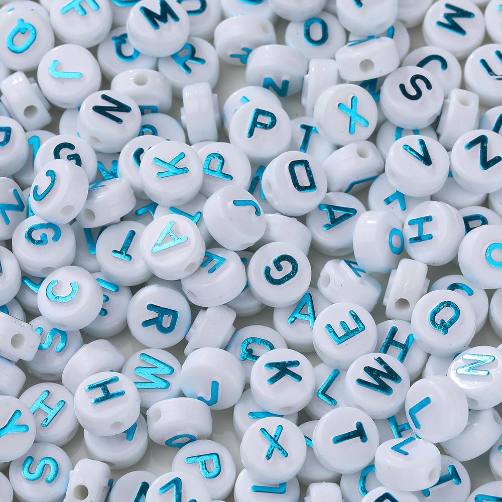 30pcs 6*10mm Mixed Acrylic Letter Beads Round Spacer Loose Beads for DIY Necklace Bracelet Earring Jewelry Making Accessories