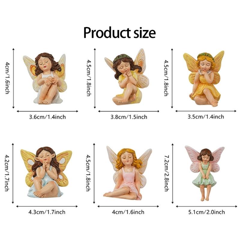 652F 6lots Handcrafted Fairies Garden Decorations Durability Resins Artwork For Yard Landscaping Desktop Lawns Ornaments